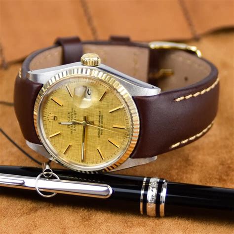 vintage gold rolex leather strap|vintage Rolex with leather strap.